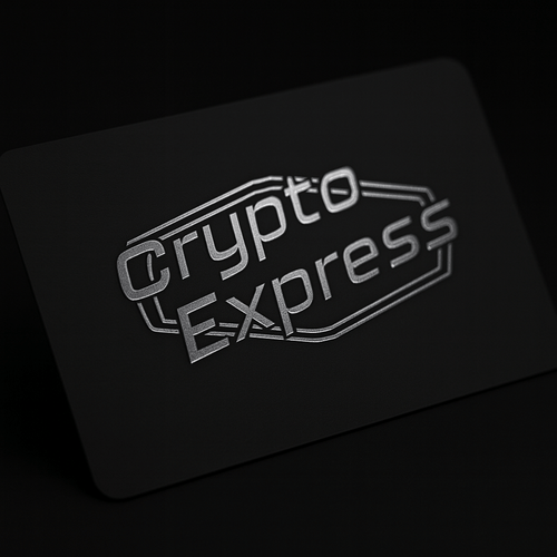 Black card with 'Crypto Express' logo on a black background